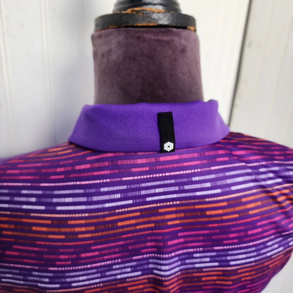 Puma Golf Sleeveless Polo Shirt Purple Striped Athletic DryCELL Top Womens Sz M - Picture 7 of 14